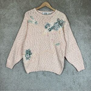 Young Collections Vintage Sweater Womens Large Peach Pullover 80s NEW- 9936*
